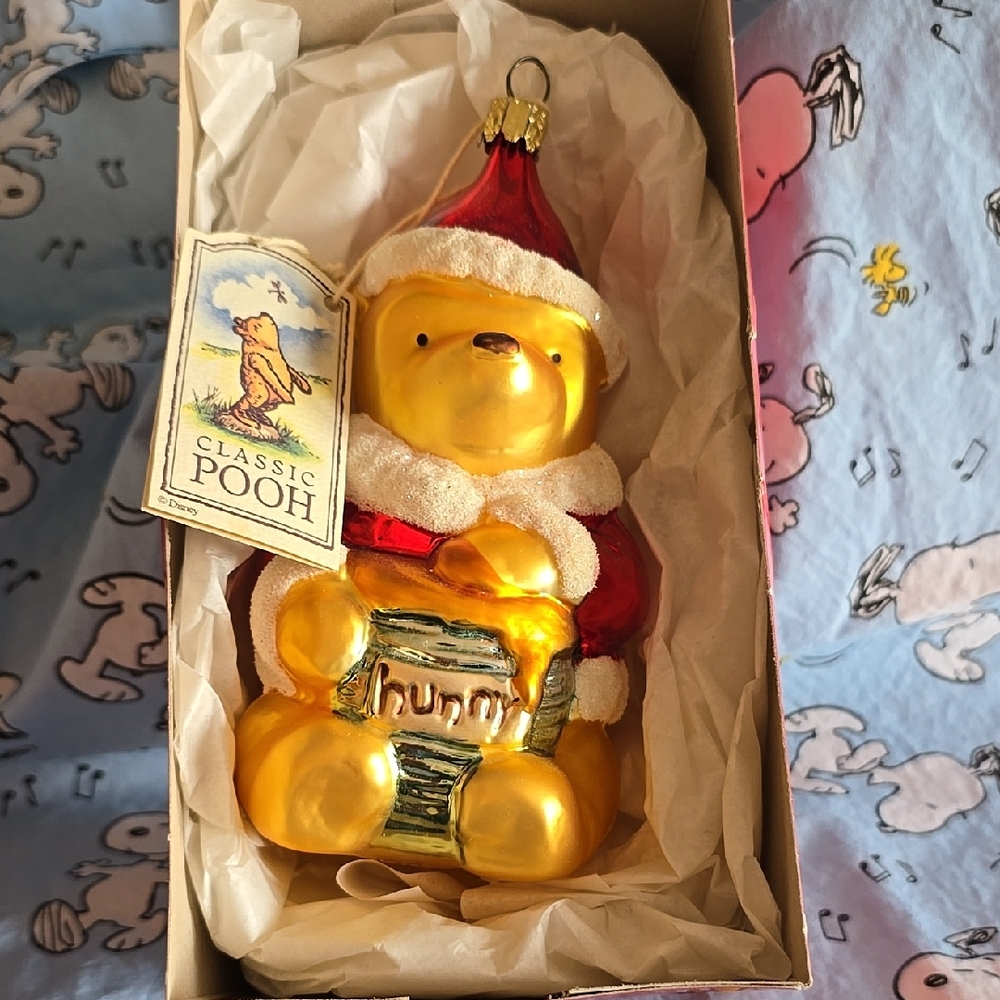 Classic Pooh Holiday Ornament - Red and Gold